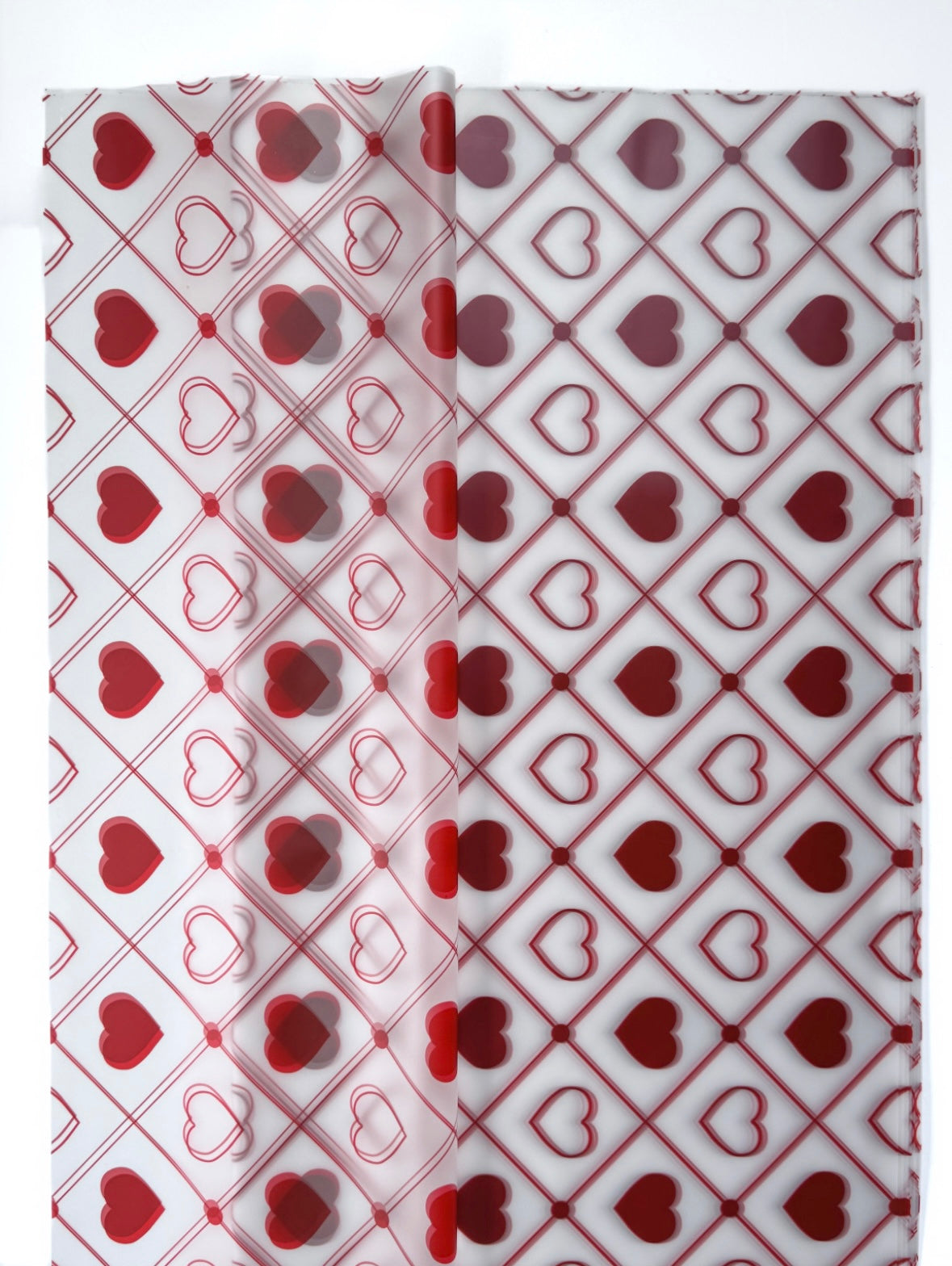 Red Hearts Frosted Wrapping Paper