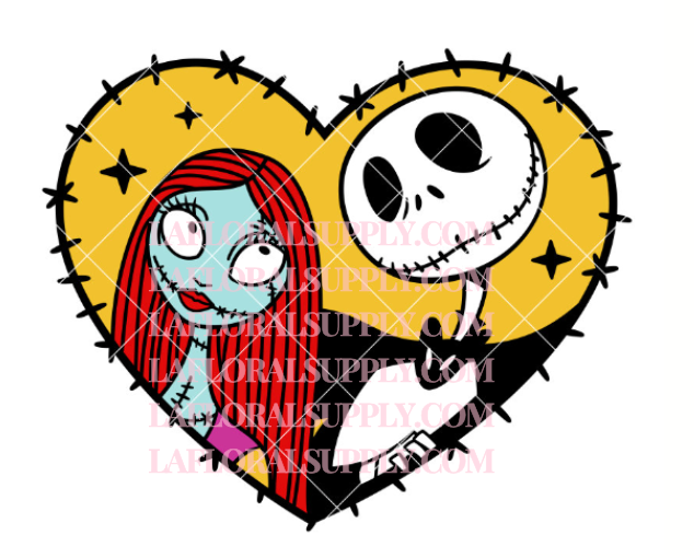 Jack Skellington and Sally Face Heart Printed Valentine's Day Topper or Halloween Topper