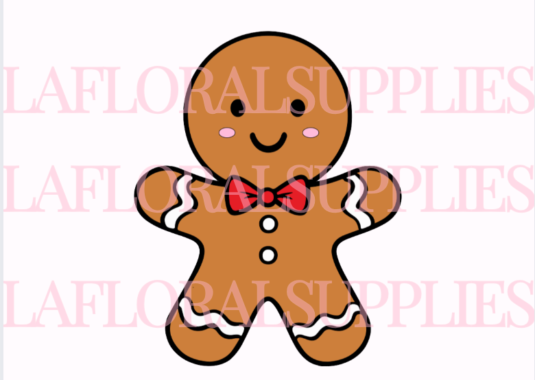 Gingerbread with Bow Christmas Topper