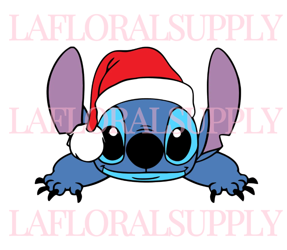 Printed Stitch Santa Hat Christmas Topper