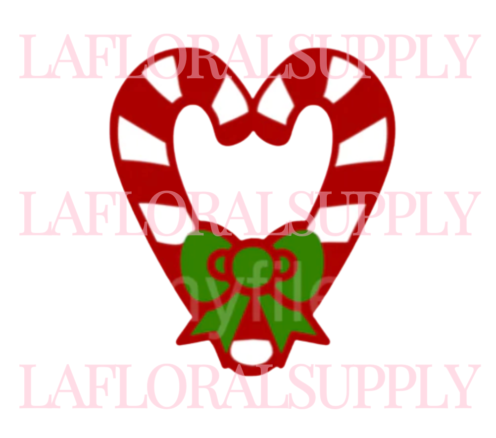 Candy Cane Heart Bow Christmas Topper