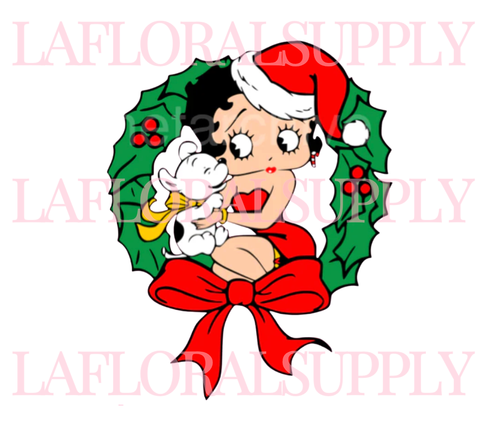 Printed Betty Boop Christmas Wreath Christmas Topper
