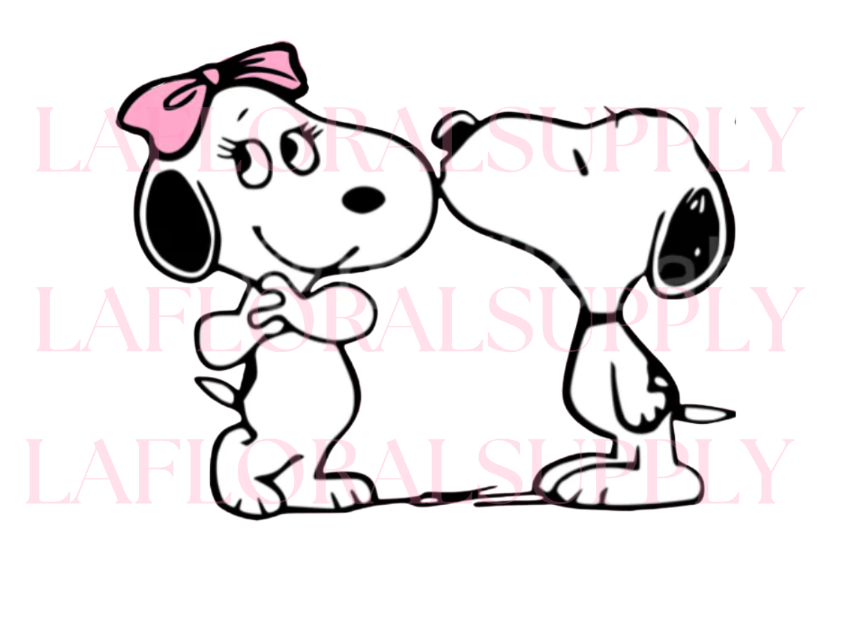 Snoopy And Fifi Couple Kiss Valentine's Day Printed Topper