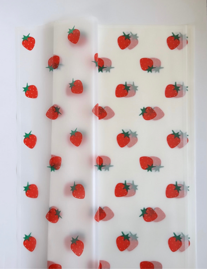 White Strawberry Floral Paper