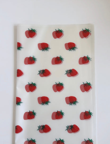 White Strawberry Floral Paper