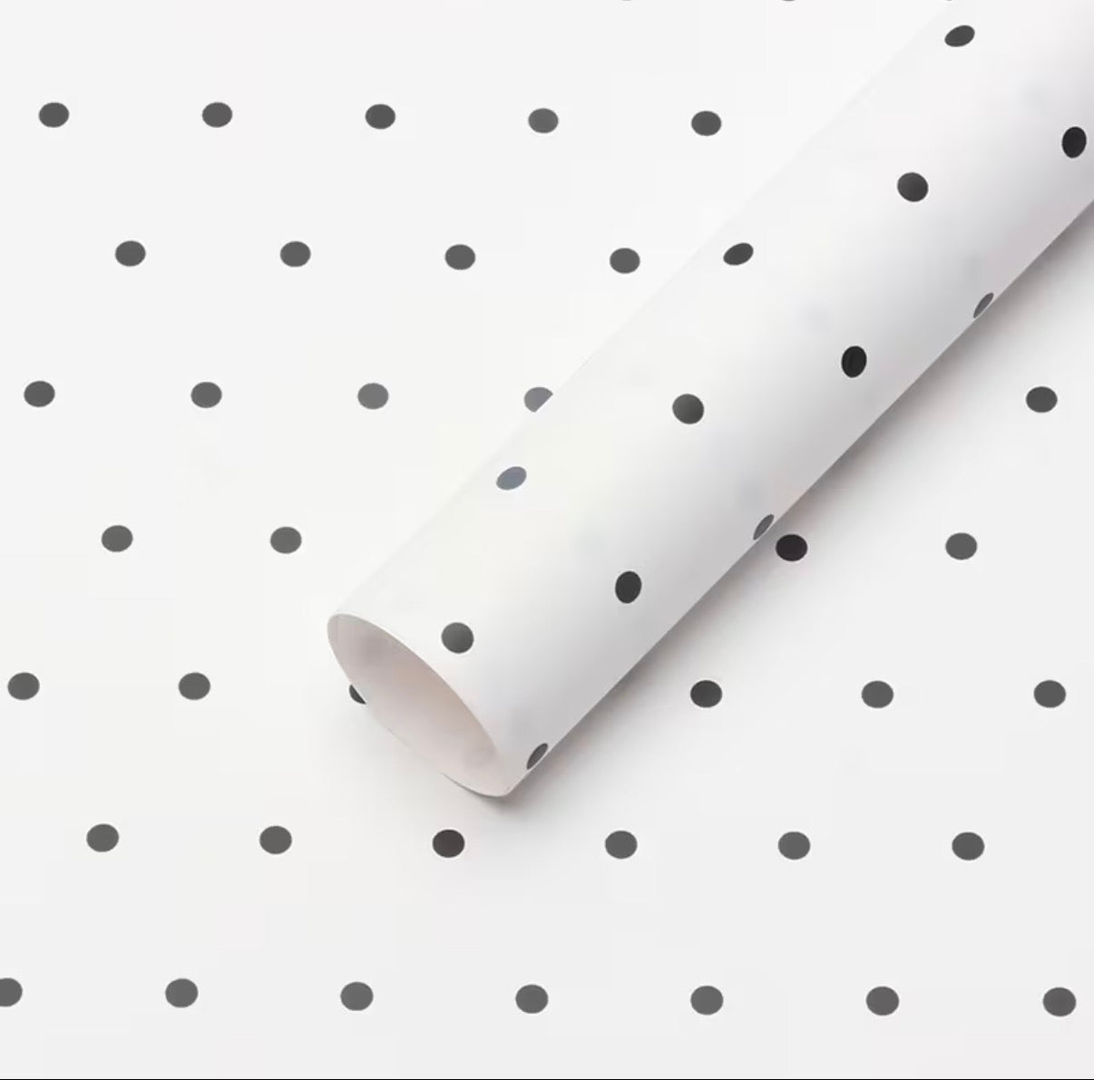 White Black Dot Floral Paper