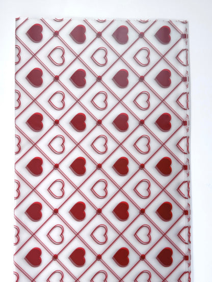 Red Hearts Frosted Wrapping Paper