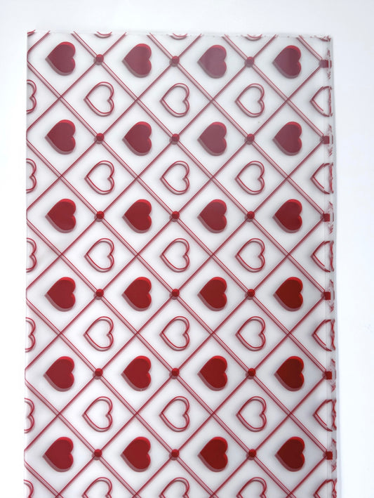 Red Hearts Frosted Wrapping Paper