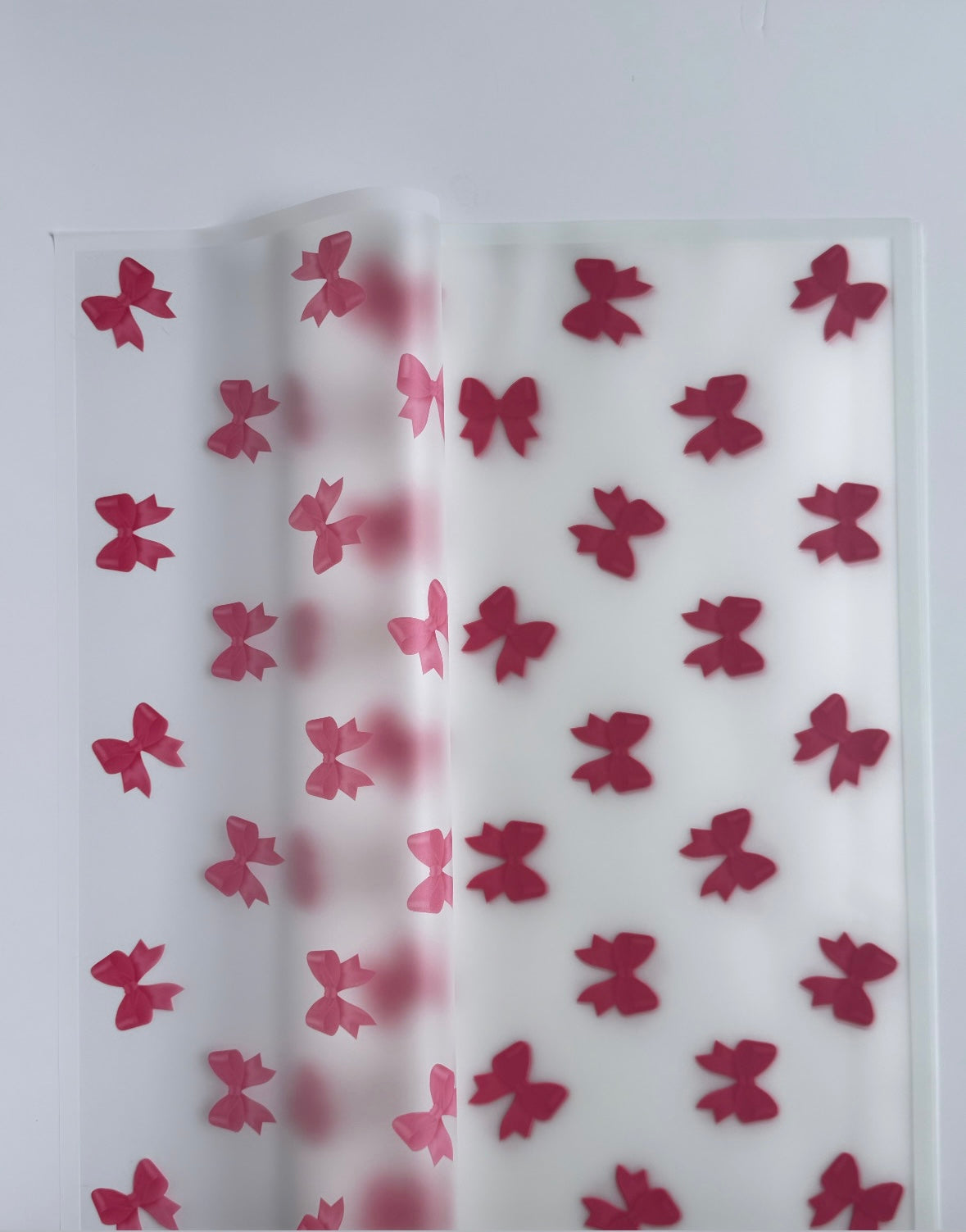 Pink Bow White Border Floral Paper