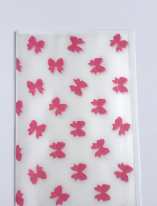 Pink Bow White Border Floral Paper