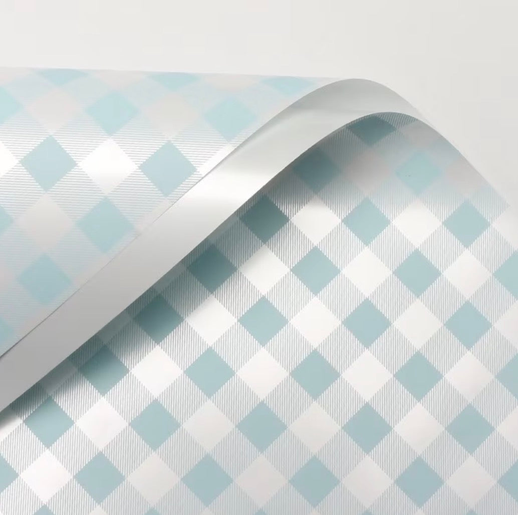 Solid Blue Picnic Floral Paper