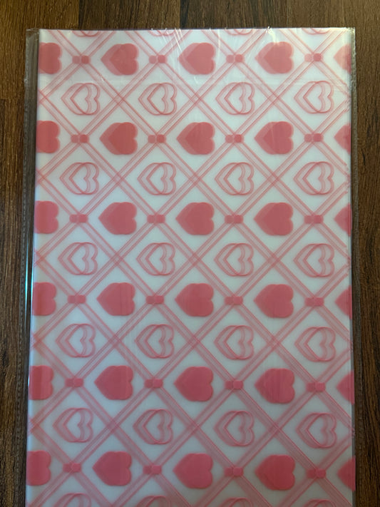 Pink Hearts Frosted Wrapping Paper