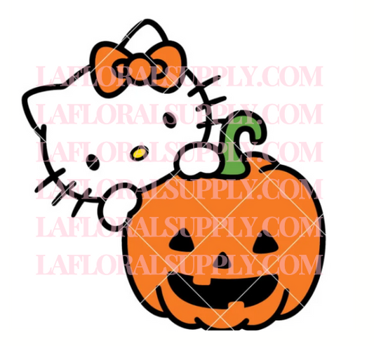 Hello Kitty with Pumpkin Halloween Topper