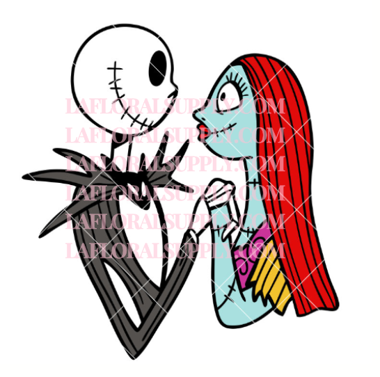 Jack Skellington and Sally Face Printed Halloween Topper