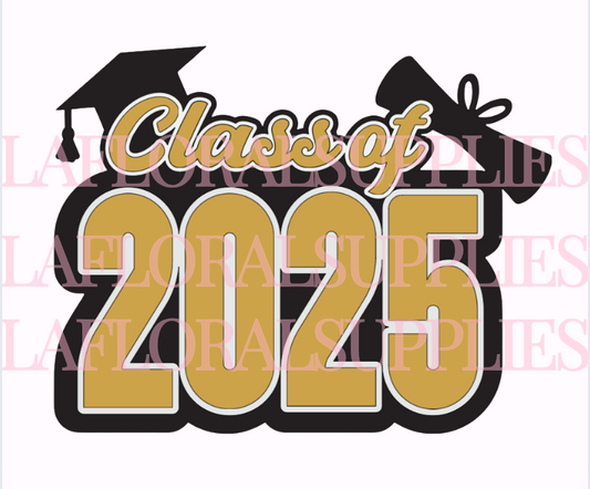 Class of 2025 cap with diploma