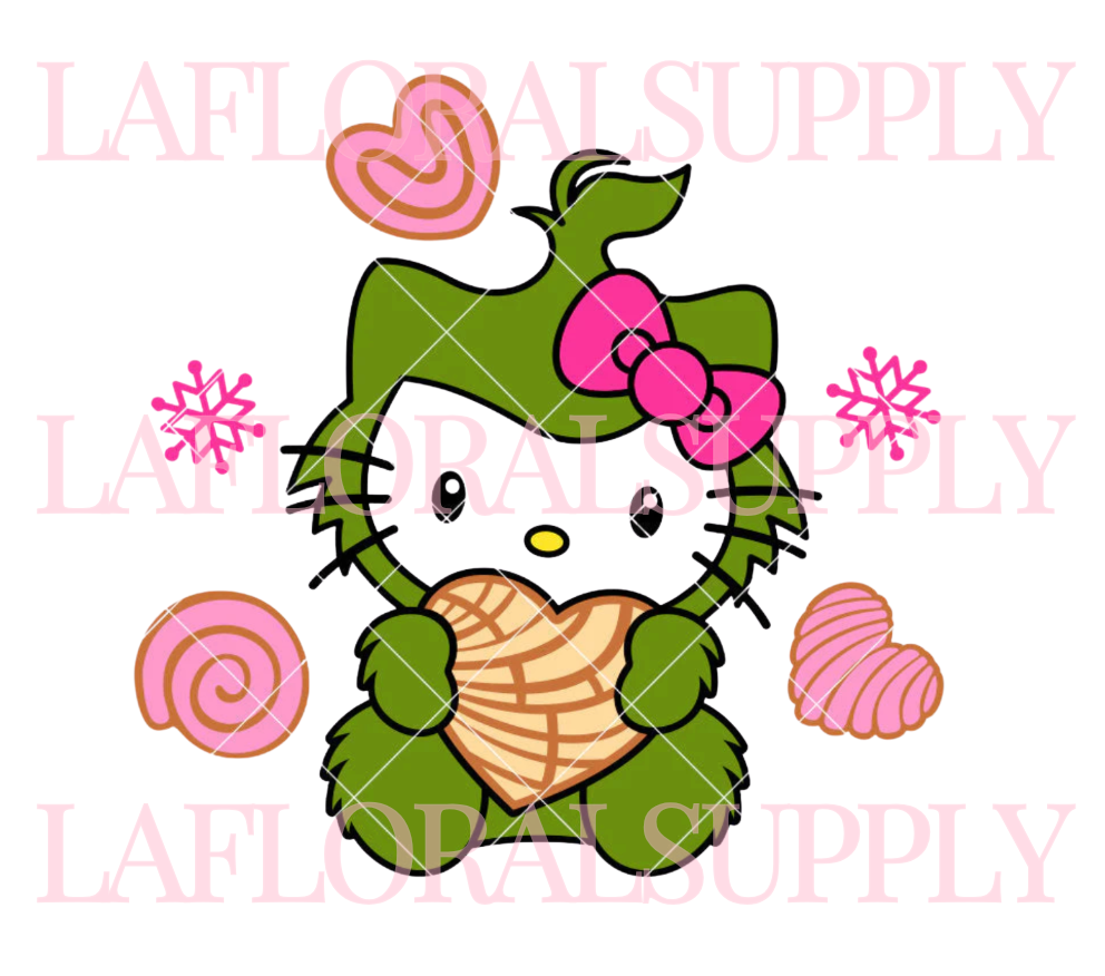 Printed Grinch Hello Kitty Christmas Topper