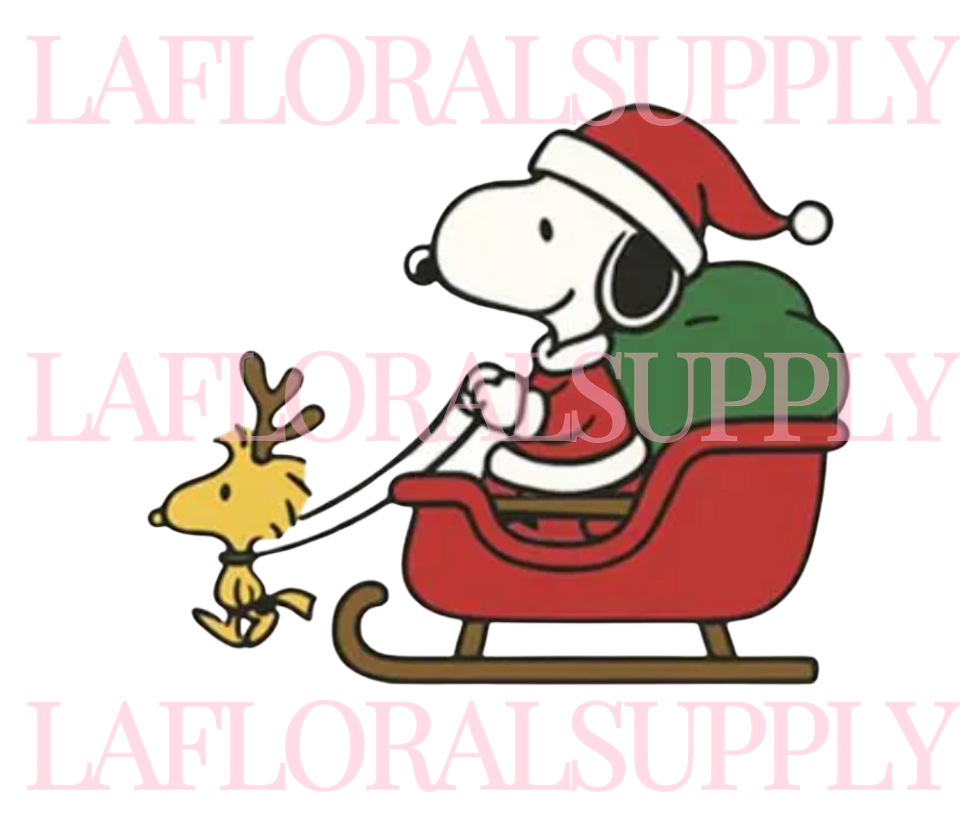 Printed Snoopy Sleigh Christmas Topper