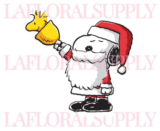 Printed Snoopy Santa and Woodstock bell Christmas Topper