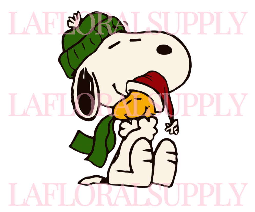 Printed Snoopy hugging Woodstock Christmas Topper