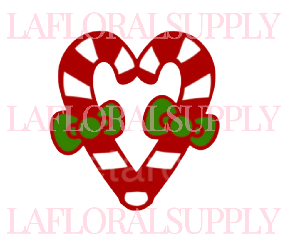 Candy Cane Heart Double Bow Christmas Topper
