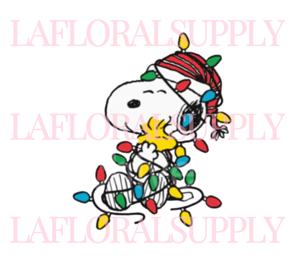 Printed Snoopy & Woodstock Christmas Lights Christmas Topper