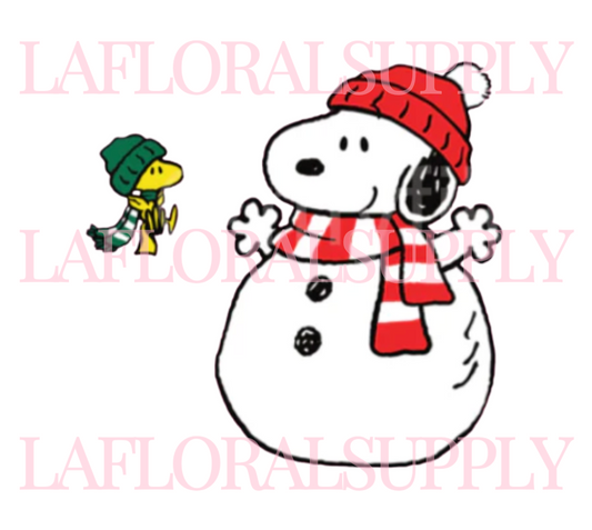 Printed Woodstock & Snowman Snoopy Christmas Topper