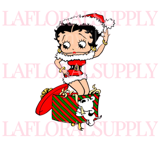 Printed Betty Boop Present Box Christmas Topper