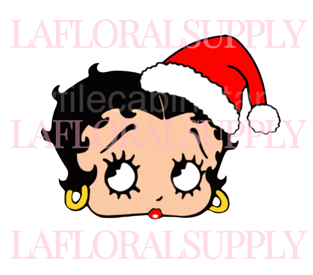 Printed Betty Boop Santa Hat Christmas Topper