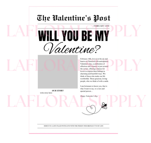 WILL YOU BE MY VALENTINE? Photo Insert + Story Valentine's Day Printed Paper